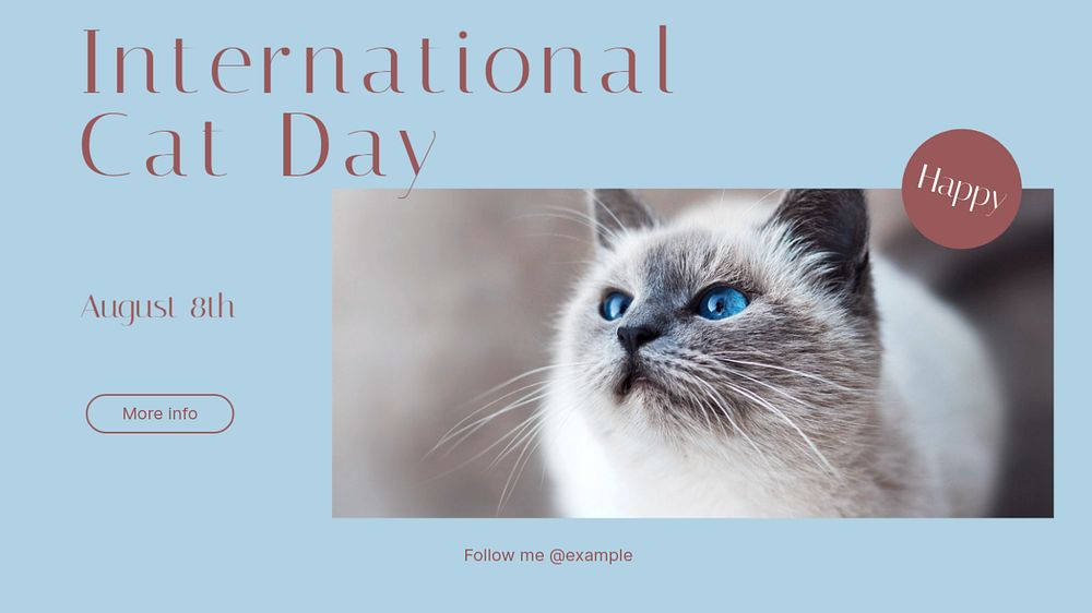 International cat day blog banner template, editable text & design