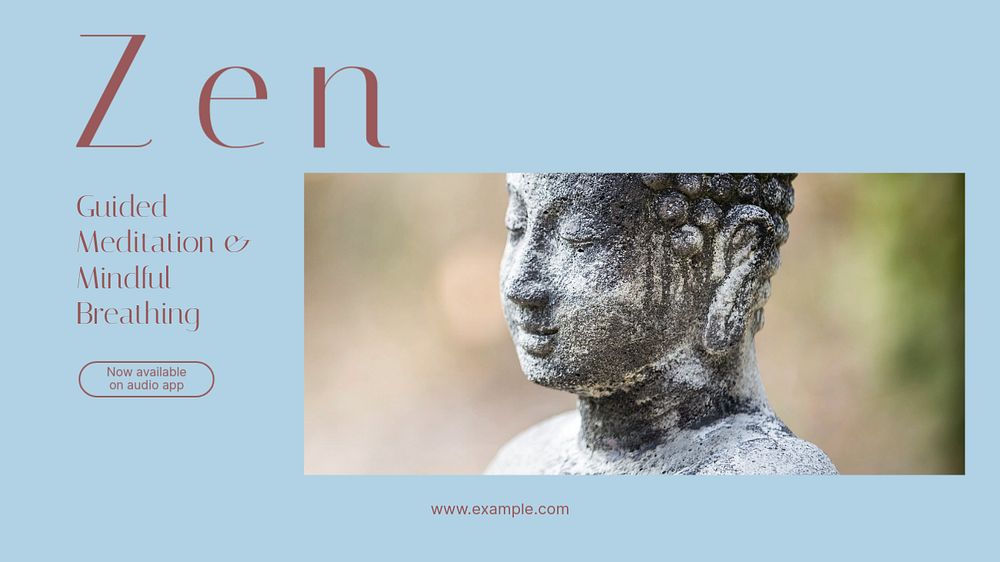 Zen meditation blog banner template, editable text & design