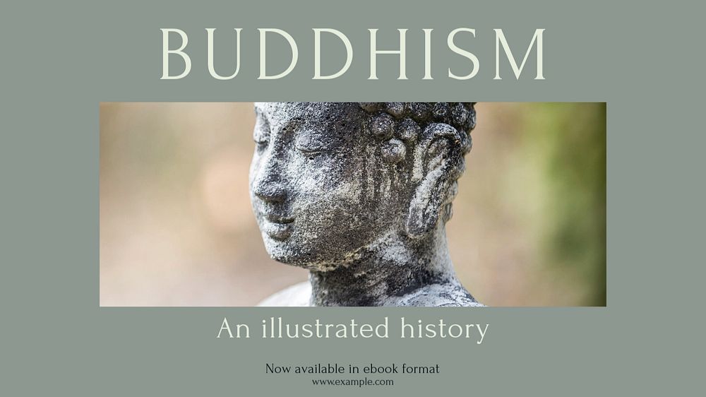 Buddhism history blog banner template, editable text & design