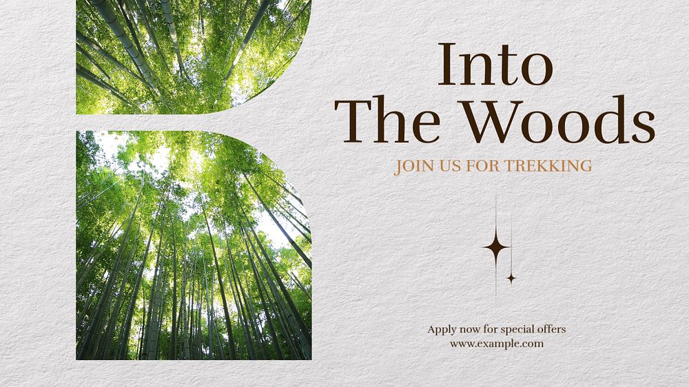 Trekking trip blog banner template, editable text & design