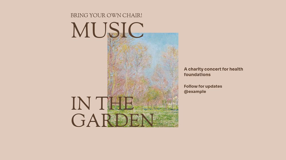 Garden music blog banner template, editable text & design