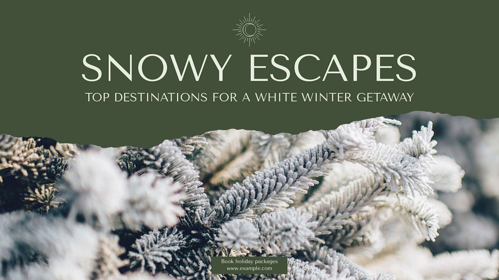 Snowy escapes blog banner template, editable text & design