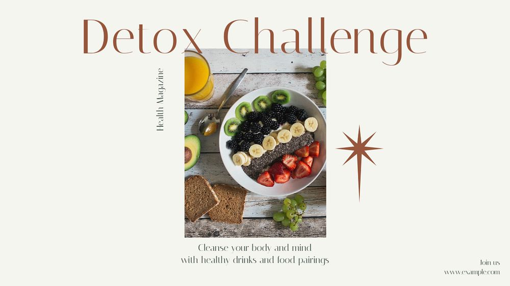 Detox challenge blog banner template, editable text & design