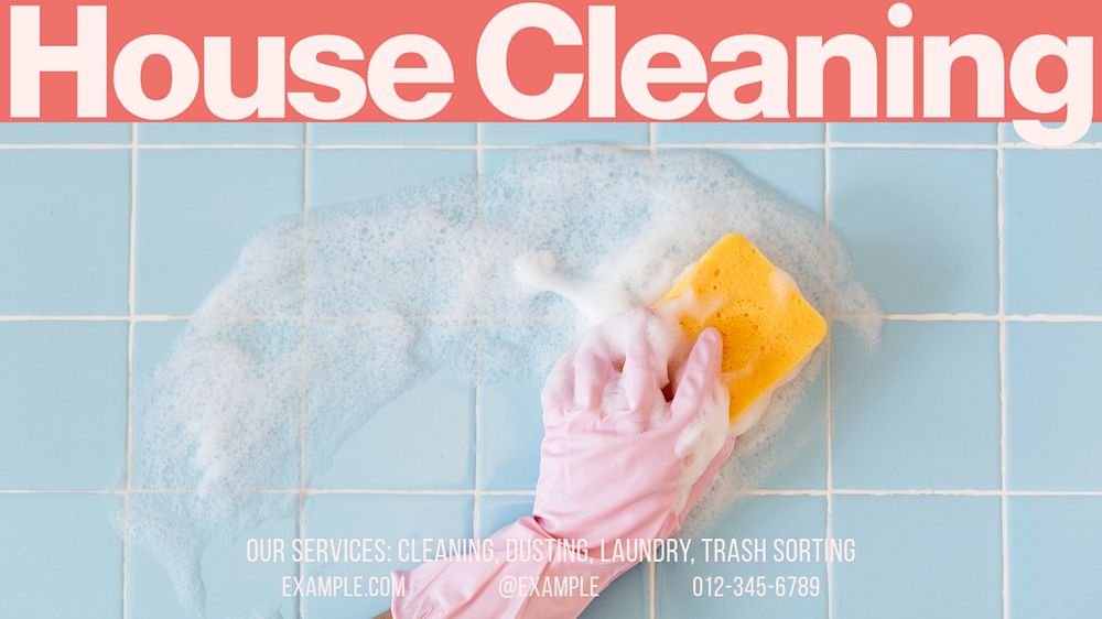 Cleaning service blog banner template, editable design
