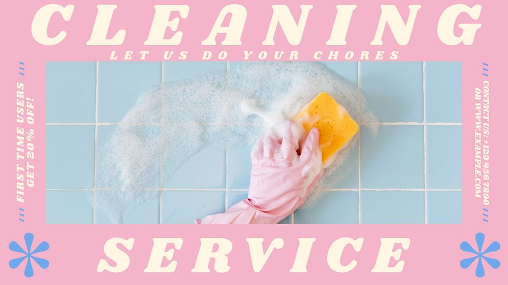 Cleaning service blog banner template, editable design