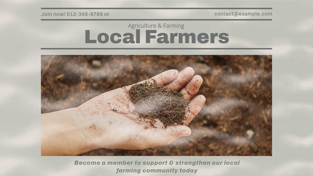 Local farmers community blog banner template, editable design