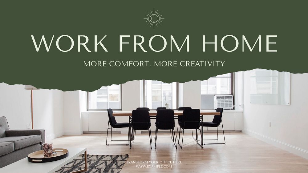 Work from home blog banner template, editable text & design