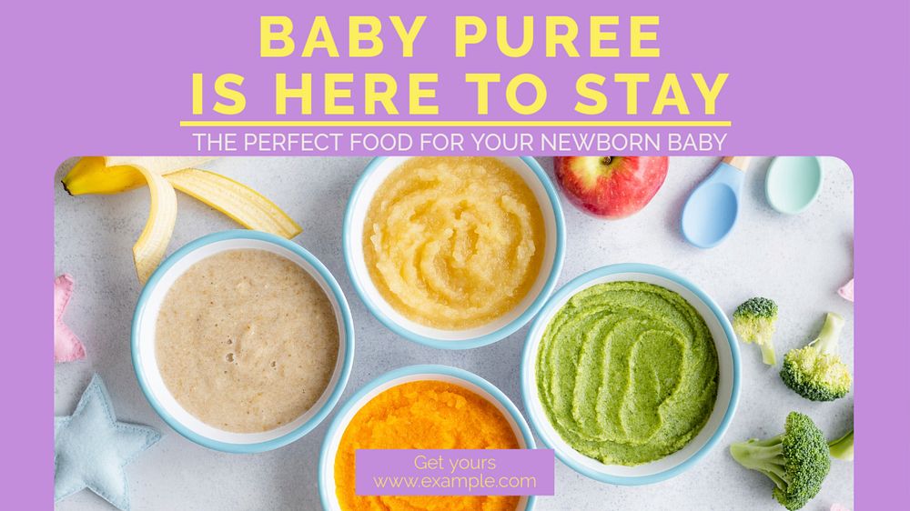 Baby puree blog banner template, editable design