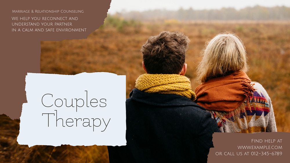 Couples therapy blog banner template, editable text & design