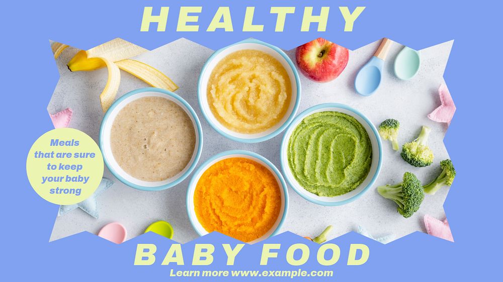 Healthy baby food blog banner template, editable design