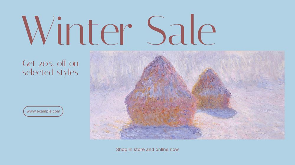 Winter sale blog banner template, editable text & design