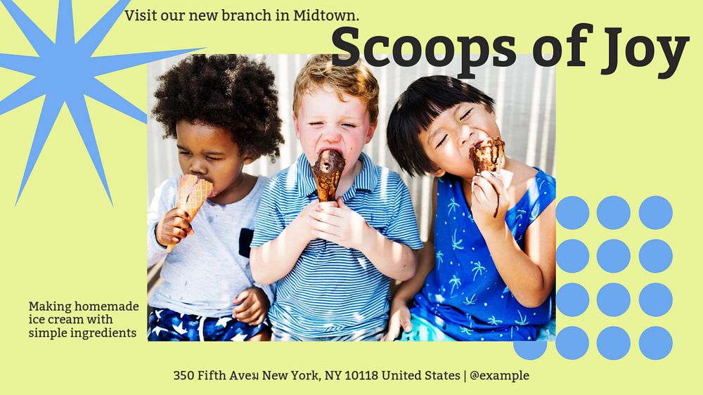 Scoops of joy blog banner template, editable design