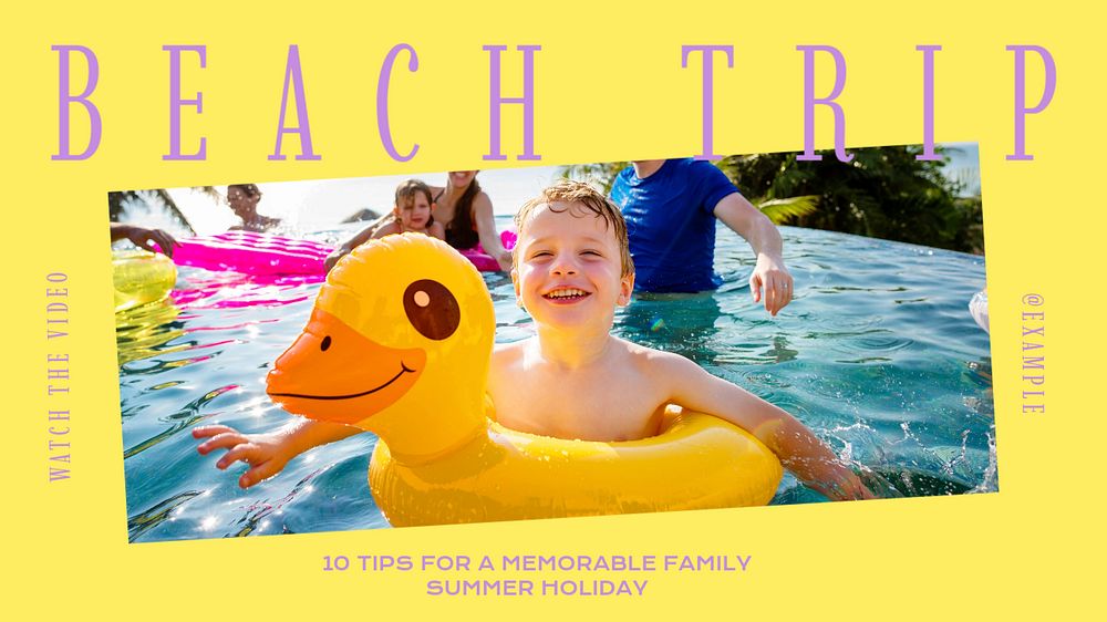 Beach trip blog banner template, editable design