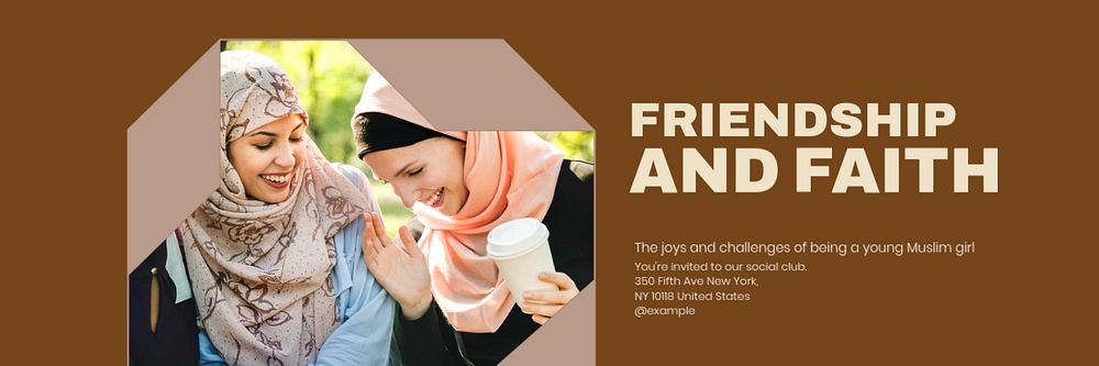 Friendship and faith email header template, editable design