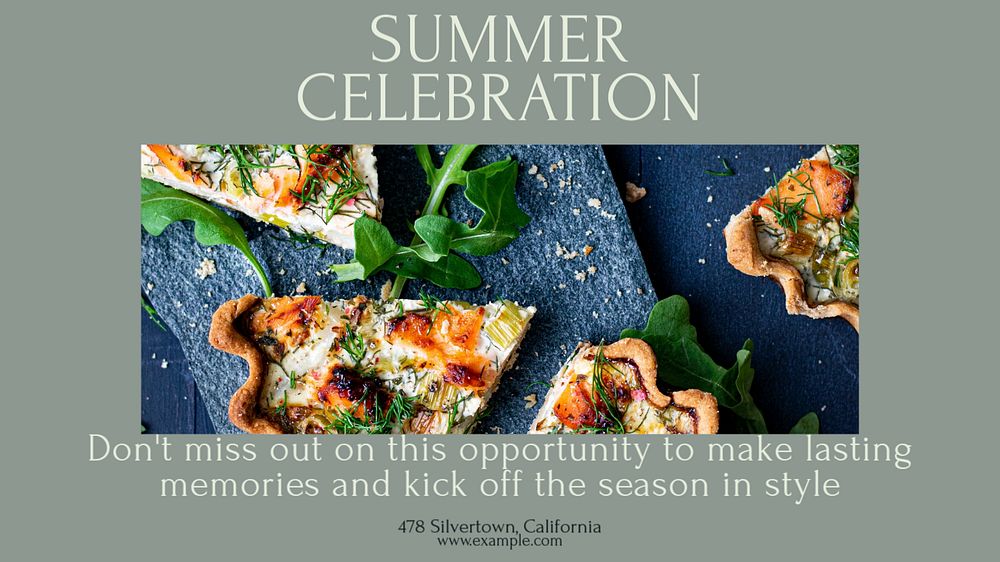 Summer party event blog banner template, editable text & design