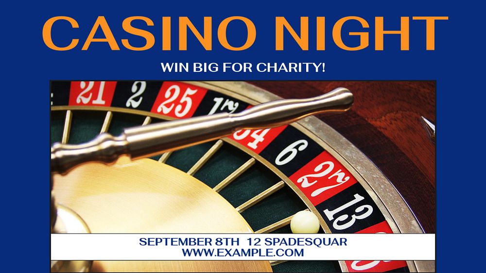 Charity casino night blog banner template, editable design