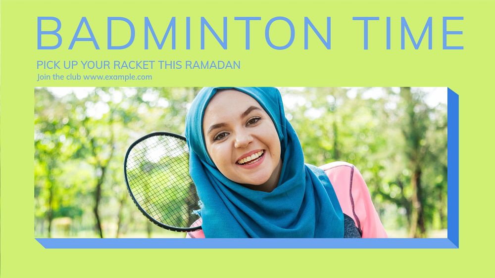 Badminton during Ramadan blog banner template, editable design