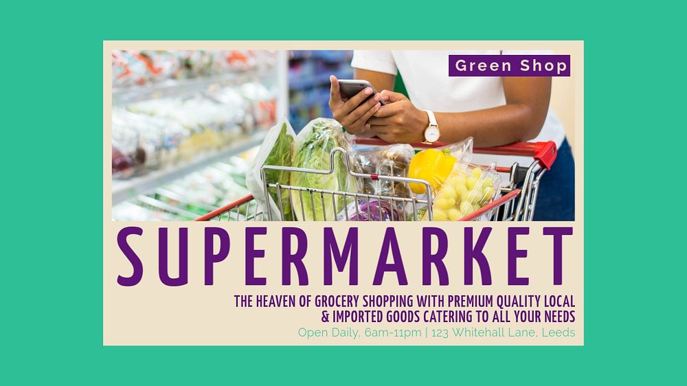 Supermarket blog banner template, editable design