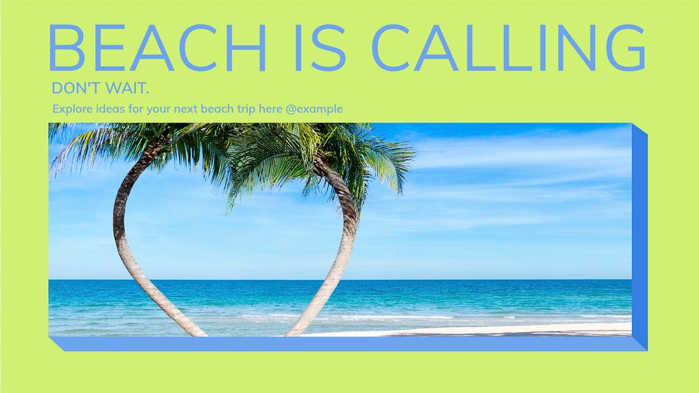 Beach vacation blog banner template, editable design