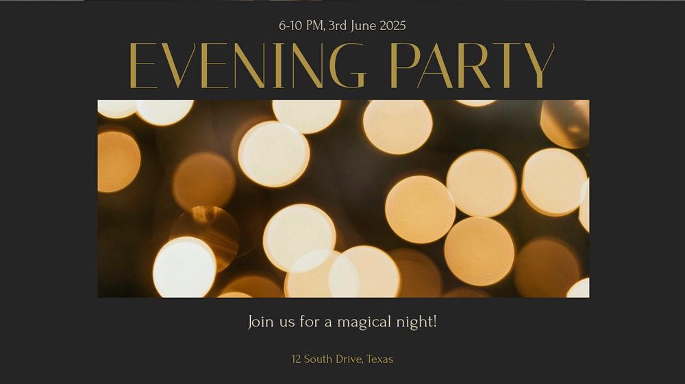 Evening party invitation blog banner template, editable text & design