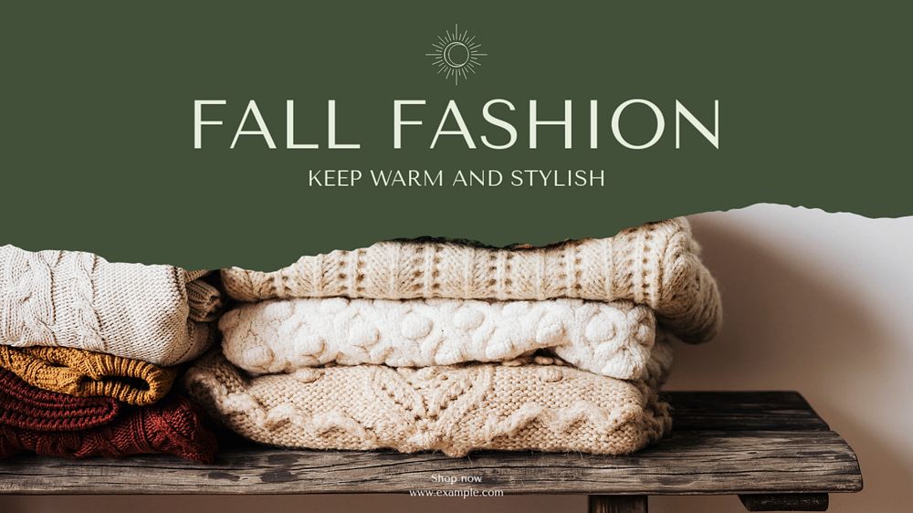 Fall fashion blog banner template, editable text & design