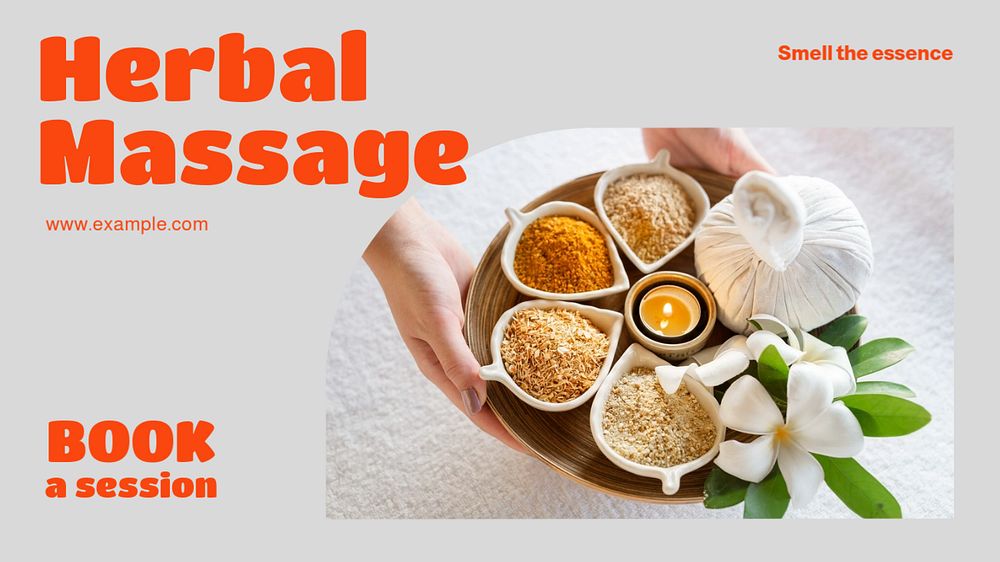 Herbal massage blog banner template, editable design