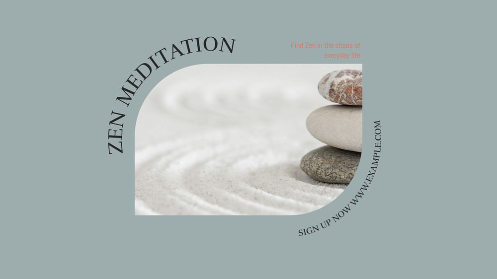 Zen meditation blog banner template, editable text & design