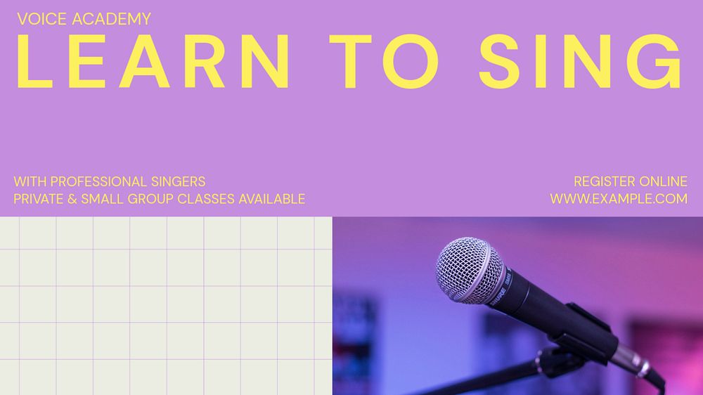 Singing lesson blog banner template, editable design