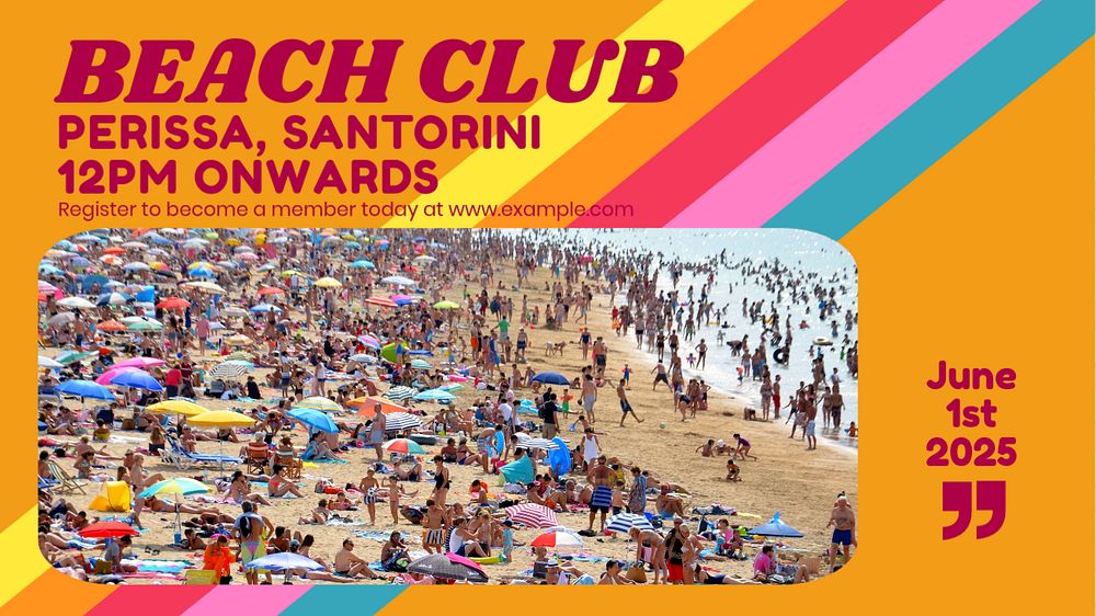 Beach club blog banner template, editable design