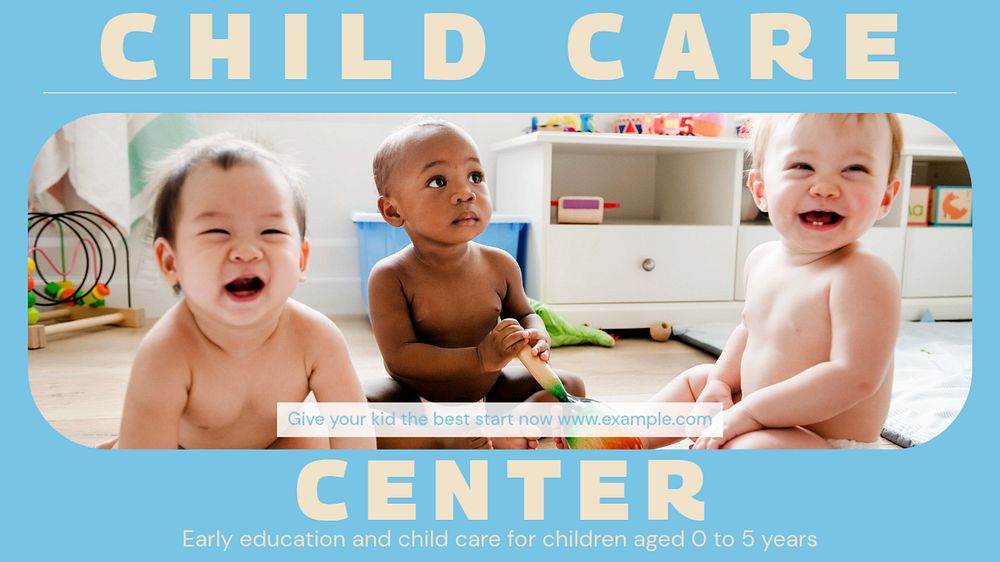 Child care center blog banner template, editable design