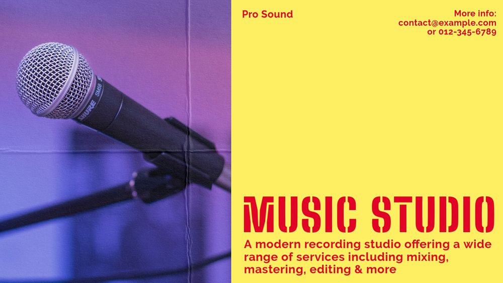 Music recording studio blog banner template, editable design