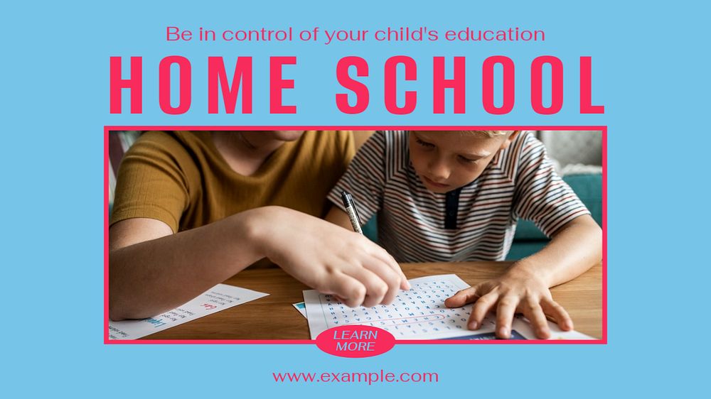 Home school blog banner template, editable design