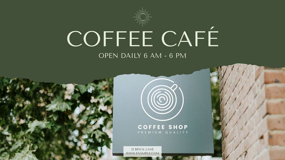 Coffee cafe blog banner template, editable text & design