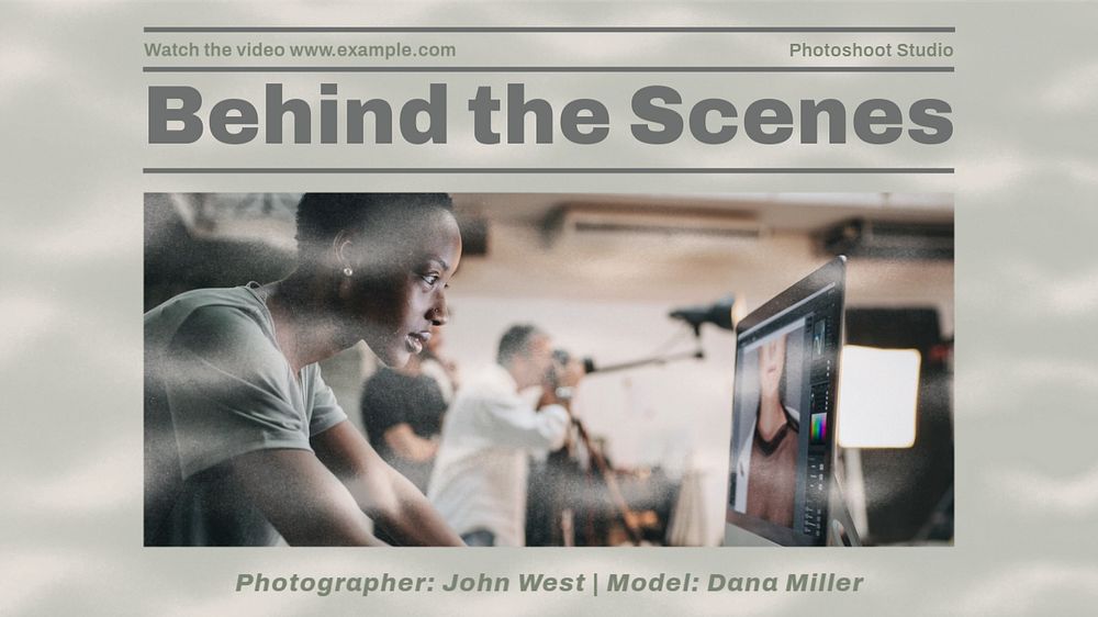 Behind the scenes blog banner template, editable design