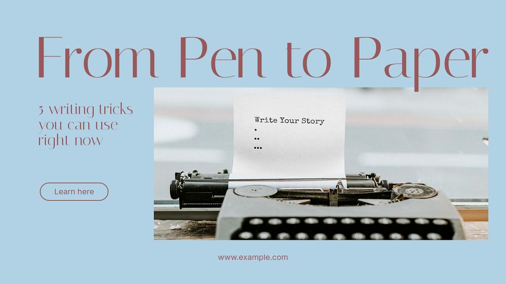 Writing tricks blog banner template, editable text & design