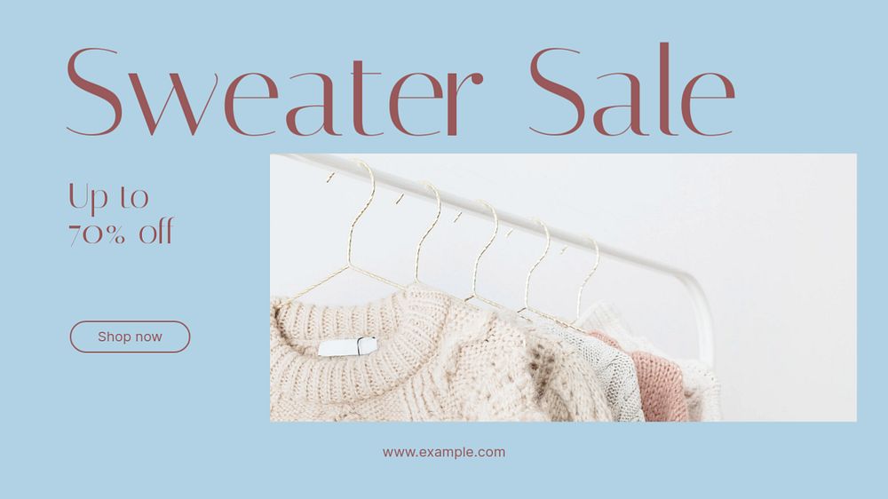 Sweater sale blog banner template, editable text & design