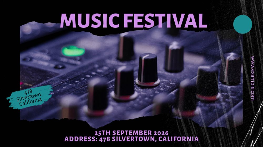 Music festival blog banner template, editable text