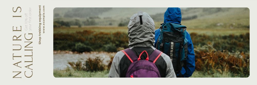 Trekking equipment sale email header template, editable design