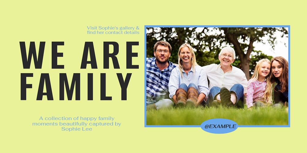 Family photos Twitter post template, editable text