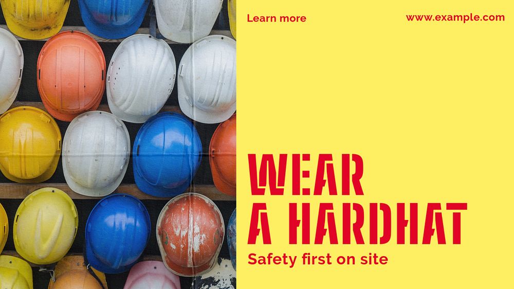 Hardhats for safety blog banner template, editable design