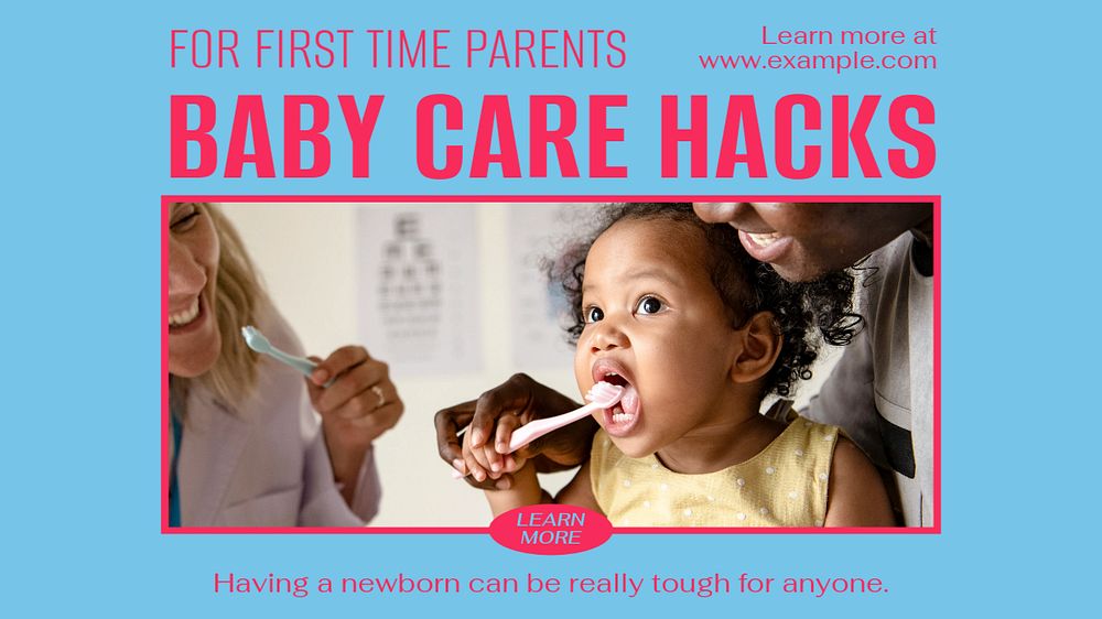 Baby care hacks blog banner template, editable design