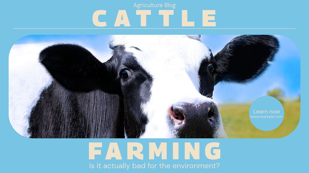 Cattle farming blog banner template, editable design