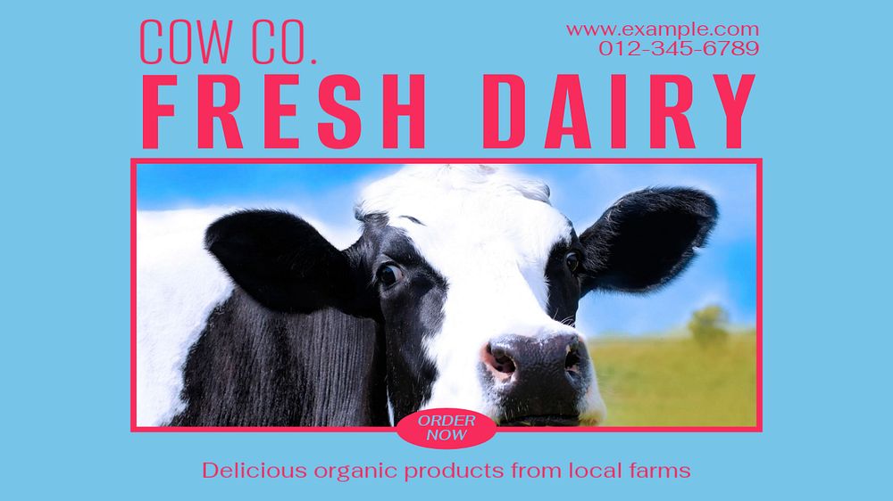 Fresh dairy products blog banner template, editable design