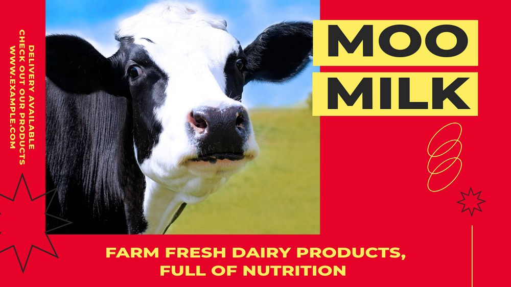 Cow milk blog banner template, editable design