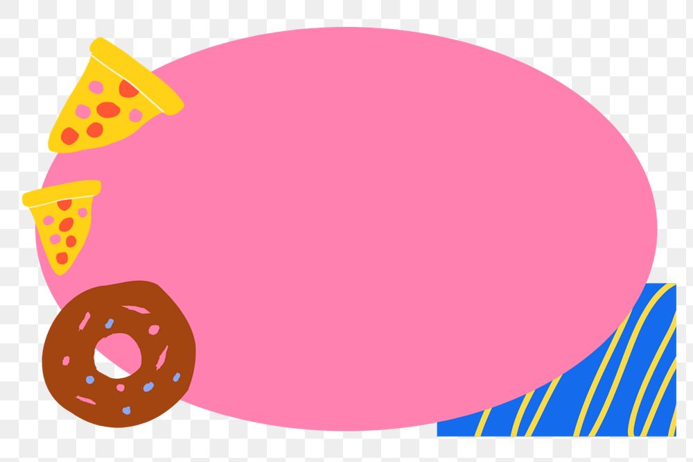 Pink oval frame png element, editable food design