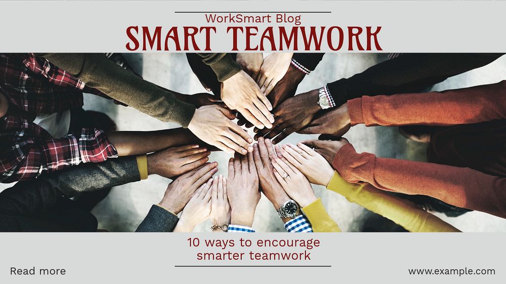 Smart teamwork blog banner template, editable design