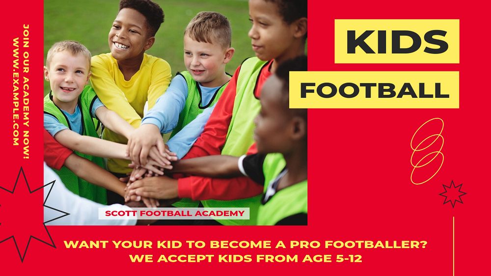 Kids football blog banner template, editable design