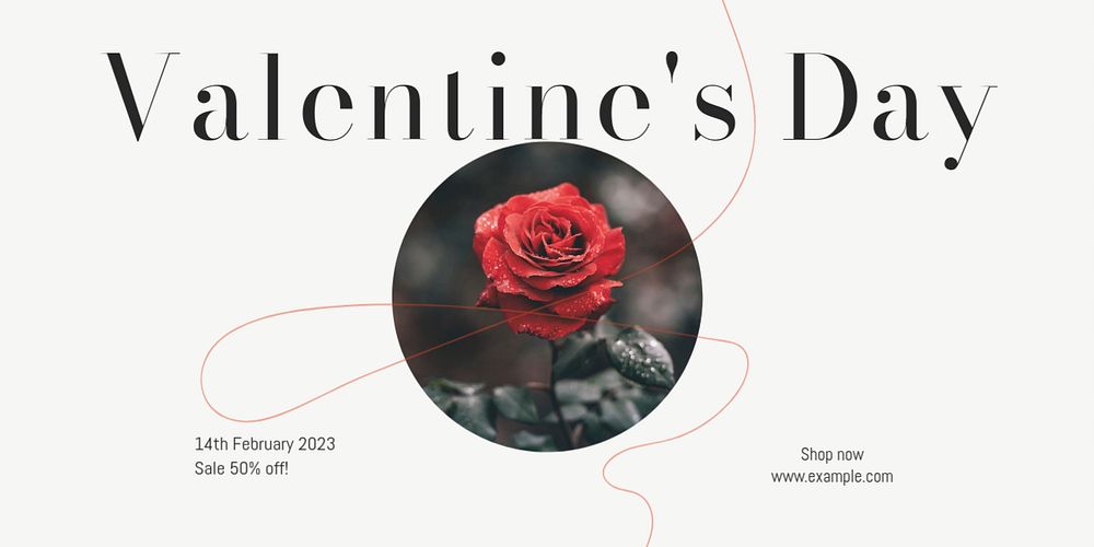 Valentine's day sale Twitter ad template, editable text & design