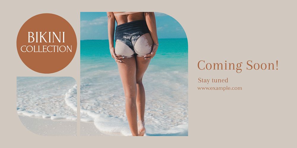 Swimwear & bikini Twitter ad template, editable text & design