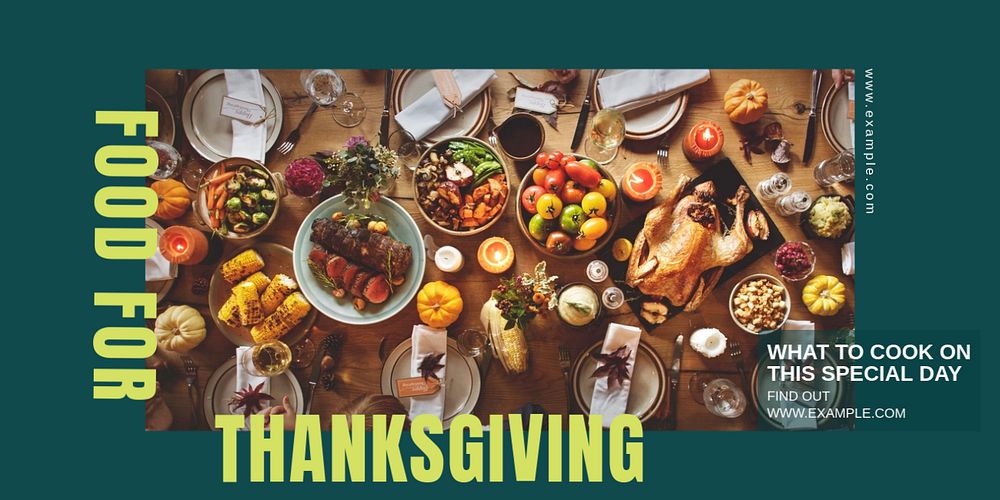 Thanksgiving food Twitter post template, editable text